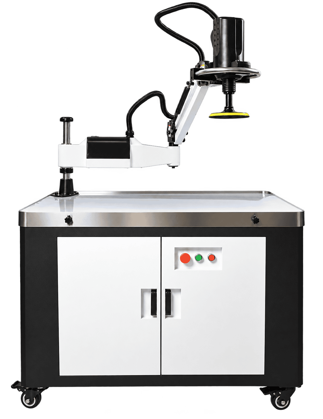 Industriële schuurmachine met gele schuurpad